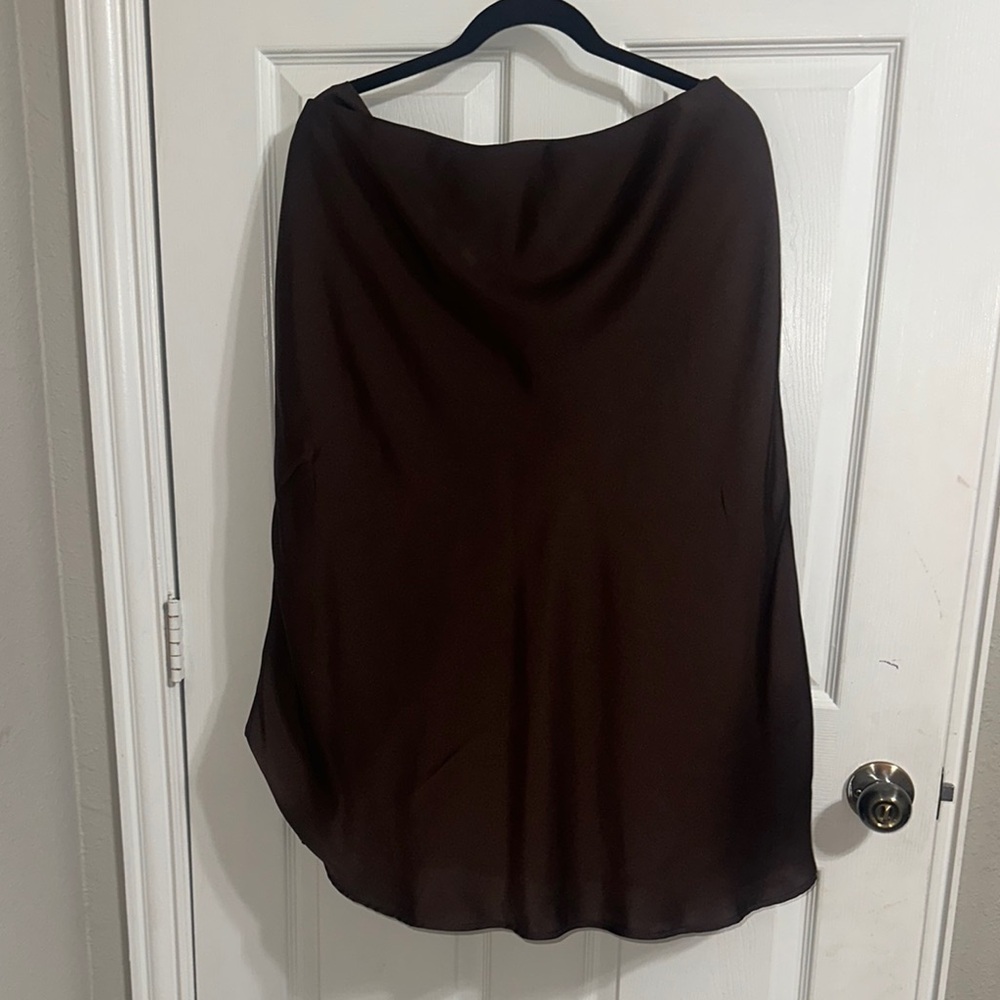 Nordstrom Brown Asymmetrical A-Line Midi Skirt